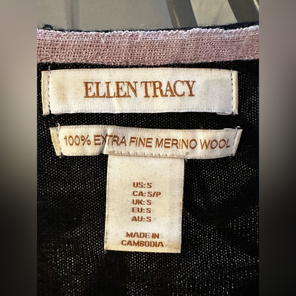 ELLEN TRACY- 100% EXTRA FINE MERINO WOOL SWEATER- BLACK SIZE S - Picture 5 of 6